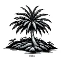 1804 with palm tree growing  tattoo design idea