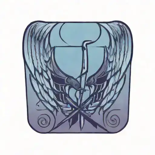 wings with knife  tattoo design idea