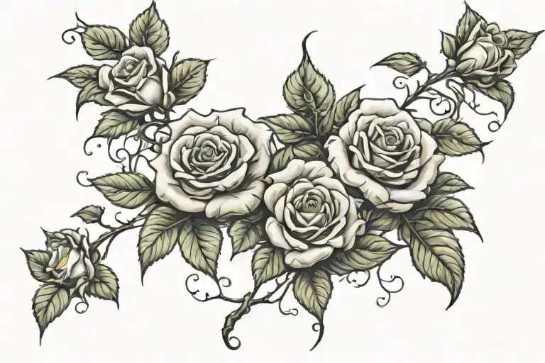roses blooming with poison ivy vines tattoo design idea