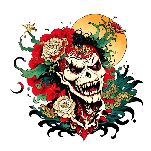 zombies and villains tattoo design idea