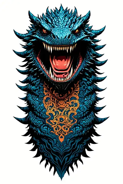 godzilla industrial music tattoo design idea