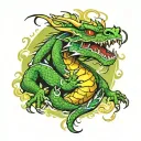 Green Dragon breathing fire tattoo design idea
