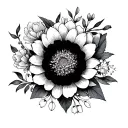 proverbs 27:9 with chrysanthemum, peony, carnation, and snow drops tattoo design idea