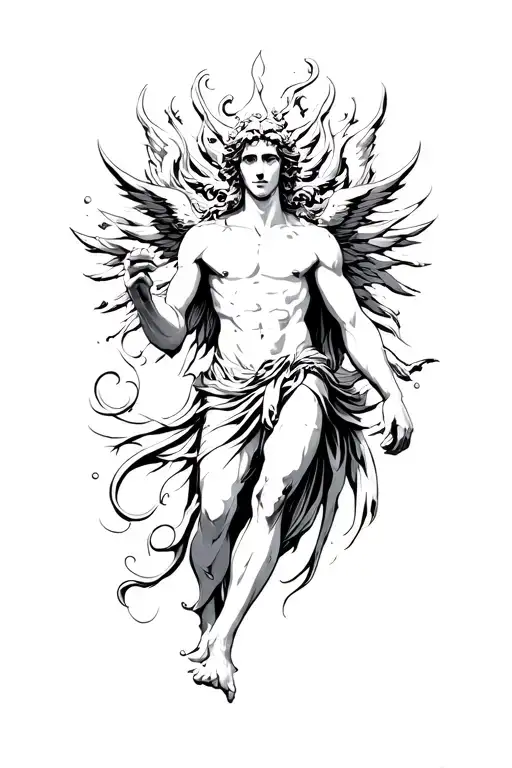 god eros in manga inspired tattoo tattoo design idea