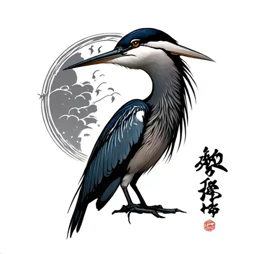 Japanese Heron tattoo design idea