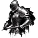 dark fantasy medieval knight with futuristic influence tattoo design idea