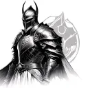 dark fantasy medieval knight with futuristic influence tattoo design idea