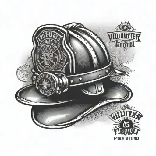 A tattoo of a firefighter's helmet with the words 'volunteer firefighter' incorporated in the design, symbolizing your passion for helping others tattoo design idea