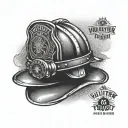 A tattoo of a firefighter's helmet with the words 'volunteer firefighter' incorporated in the design, symbolizing your passion for helping others tattoo design idea