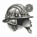 A tattoo of a firefighter's helmet with the words 'volunteer firefighter' incorporated in the design, symbolizing your passion for helping others tattoo design idea