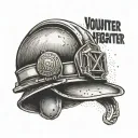 A tattoo of a firefighter's helmet with the words 'volunteer firefighter' incorporated in the design, symbolizing your passion for helping others tattoo design idea