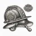 A tattoo of a firefighter's helmet with the words 'volunteer firefighter' incorporated in the design, symbolizing your passion for helping others tattoo design idea