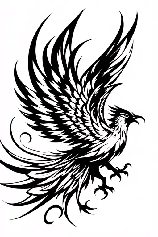 phoenix flying silhouette tattoo design idea