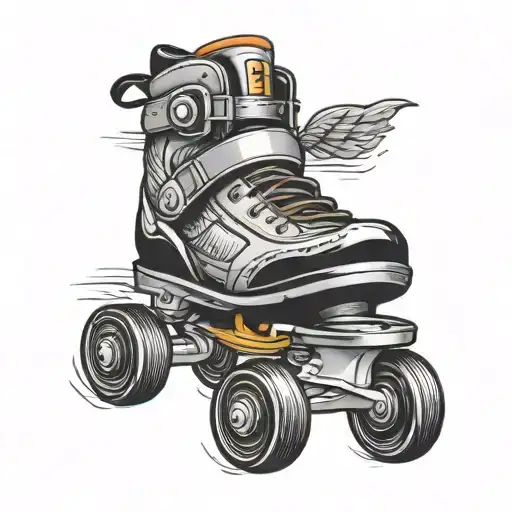 roller skate surrounded tattoo design idea