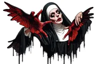 Spooky evil nun tattoo design idea