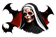 Spooky evil nun tattoo design idea