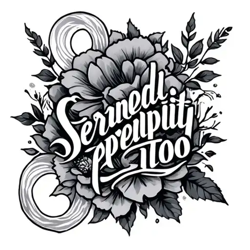 serendipity word tattoo design idea