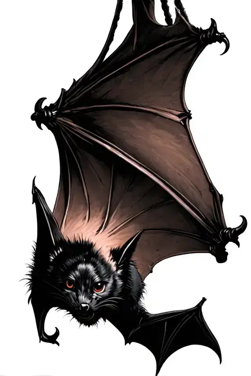hanging bat hanging upside tattoo design idea