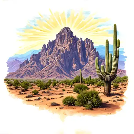 Arizona desert A mountain tattoo design idea