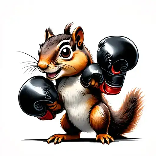 Chipmunk with boxing gloves on each claw tattoo design idea