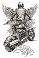 motorcycle with guardian angel following tattoo design idea