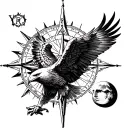 forearm tattoo, eagle flying, and compass time compass around around sun and moon with headshull tattoo design idea