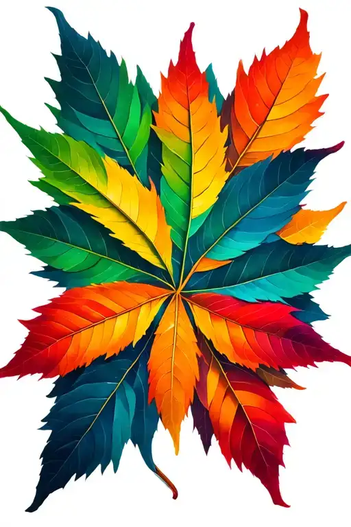 Multi-Colored Japanese Maple Leaves with Sacred Geometry tattoo design idea