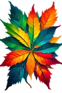 Multi-Colored Japanese Maple Leaves with Sacred Geometry tattoo design idea