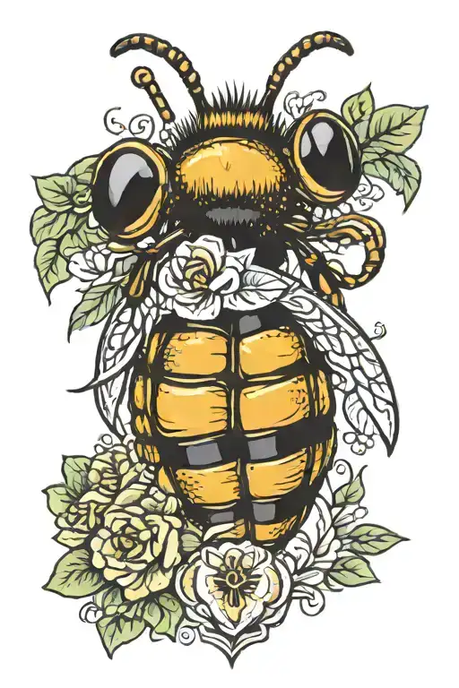 honeybee  heart shaped lock tattoo design idea
