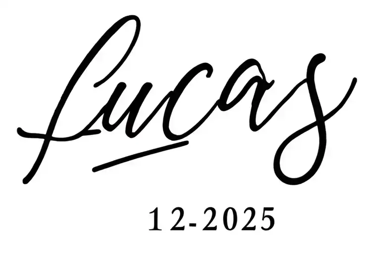name Lucas with birthdate of 12-12-2025 tattoo design idea