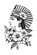 Cleopatra with flowers tattoo design idea