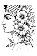 Cleopatra with flowers tattoo design idea
