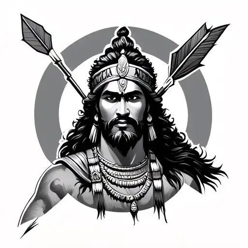 Mahabharat Karna with arrow tattoo design idea