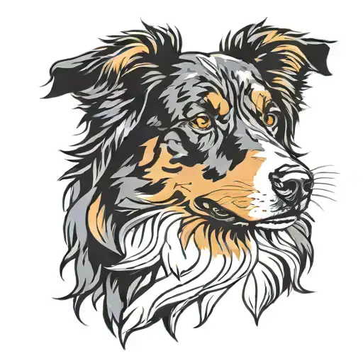 Dog australian shepherd silhouette formed tattoo design idea