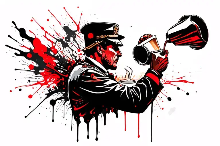 Seafarer, casino and barista pouring latte art tattoo design idea