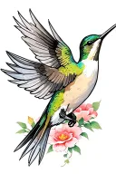 a hummingbird flying along side a dove flying tattoo design idea