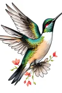 a hummingbird flying along side a dove flying tattoo design idea