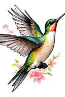 a hummingbird flying along side a dove flying tattoo design idea