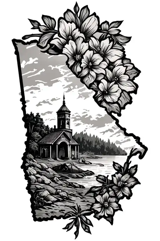 I want to create a tattoo design on my hand with the theme and history of Georgia. At the contour level. tattoo design idea