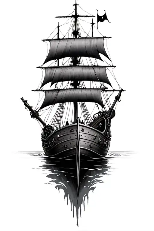 sunken pirate ship tattoo design idea
