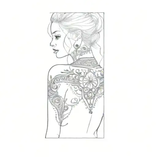a woman with a henna tattoo on her shoulder tattoo design idea