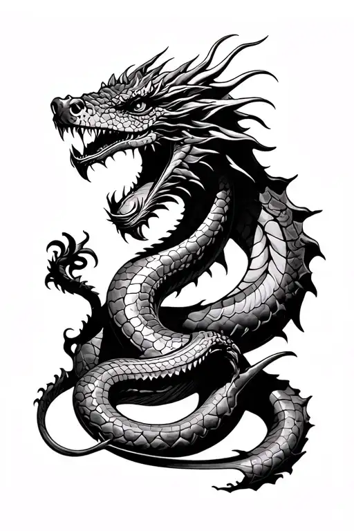 dragon vs anaconda tattoo in a white background tattoo design idea