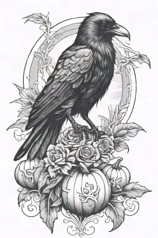 raven halloween tattoo design showcasing tattoo design idea