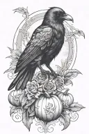 raven halloween tattoo design showcasing tattoo design idea