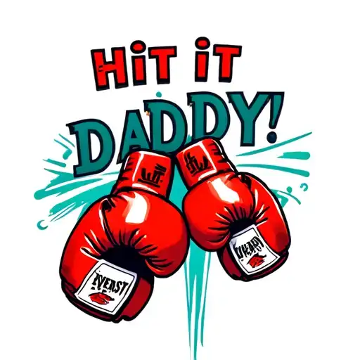 "Hit it DADDY!" "Hit it DADDY!" red everlast boxing gloves hanging tattoo design idea