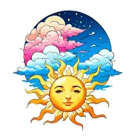 sun and clouds  tattoo design idea