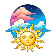 sun and clouds  tattoo design idea