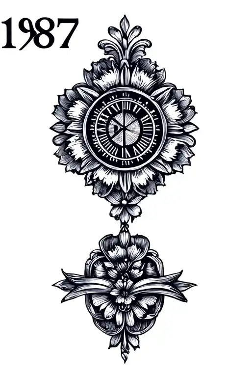 1987 or 87 in Roman numerals tattoo design idea