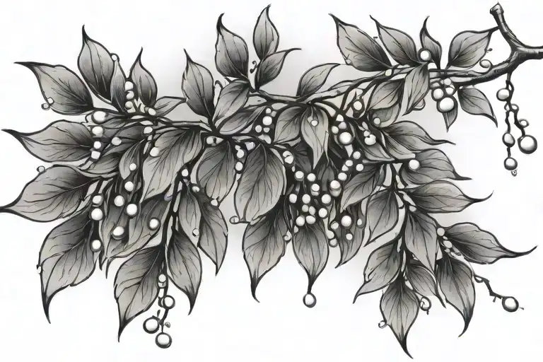 Willow Branch with small pearls cascading around the branches, tattoo design idea