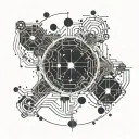 An intricate constellation map incorporating circuit board patterns tattoo design idea